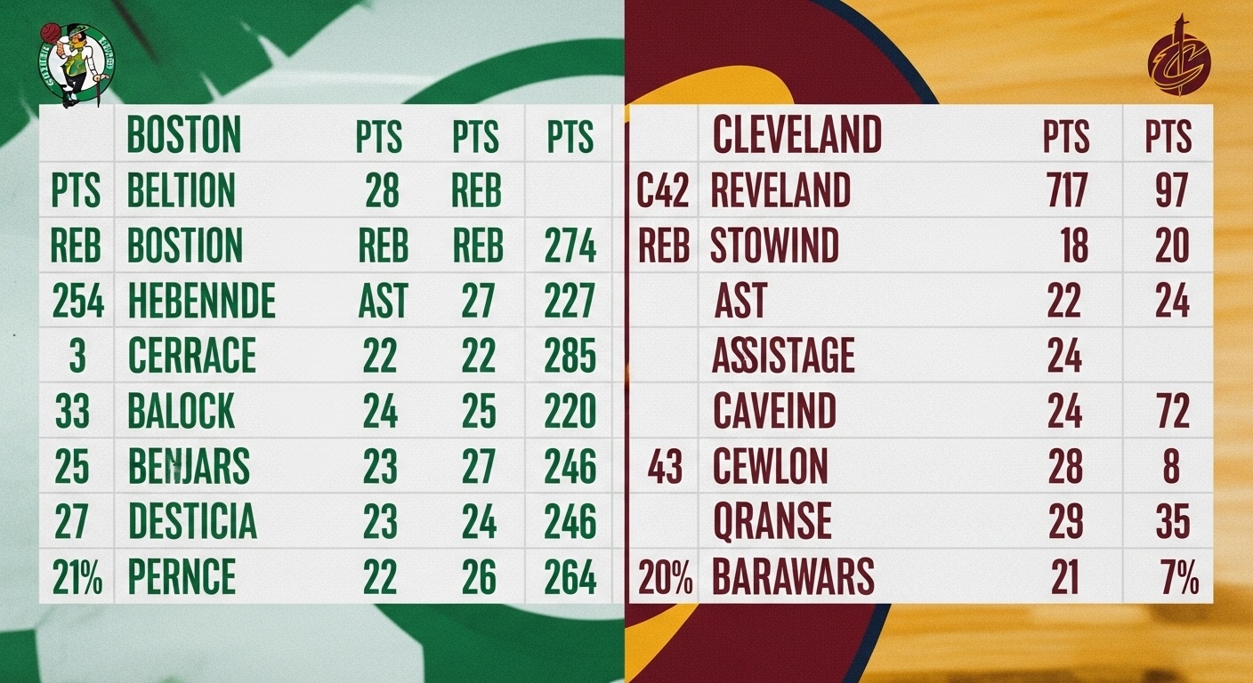 boston celtics vs cleveland cavaliers match player stats